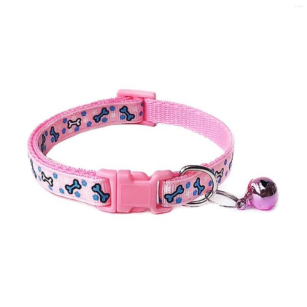 Collares para perros 4PCS Collar personalizado para mascotas con campana Collar de huesos pequeños ajustable para cachorros gatitos Pink Lake Blue Purple Red