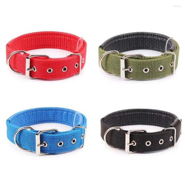 Collares para perros de 5 tamaños, cómodo collar con correa de nailon ajustable para gatos pequeños y grandes, 8 colores rojo/azul/negro/verde