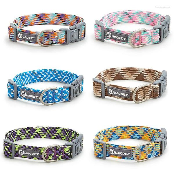 Collares para perros 6 colores Collar de nailon Correa reflectante nocturna Correas de entrenamiento para caminar al aire libre para mascotas Cuerda de plomo para perros pequeños, medianos y grandes