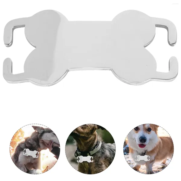 Colliers de chien 6pcs en acier inoxydable bricolage étiquettes d'identification pour animaux de compagnie nom d'identité étiquette en forme d'os