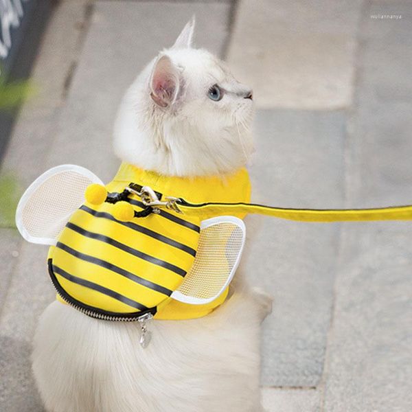 Colliers pour chiens et chats, laisse réglable, harnais doux, petite sangle de poitrine, entraînement aux abeilles, marche, collier respirant pour animaux de compagnie, produits pour chiots