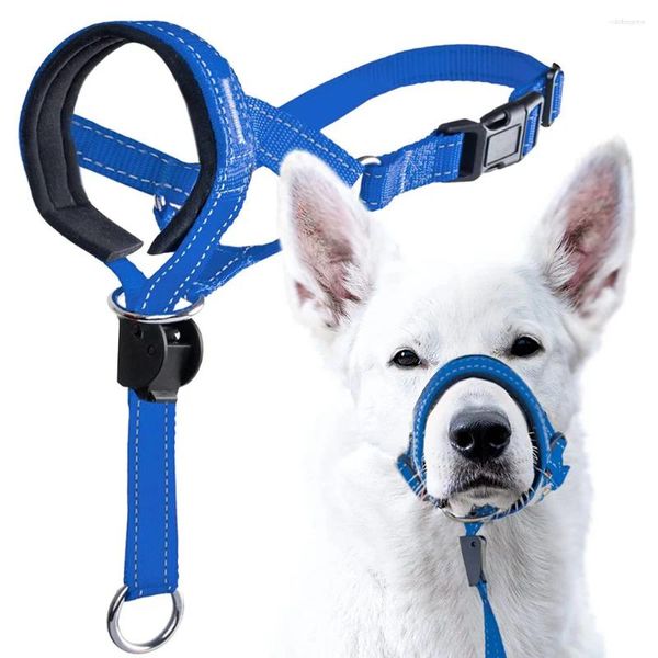 Collares para perros Bozal de nailon ajustable Anti-ladridos Arnés anti-mordida Cuello de cabeza Halter Correa de entrenamiento Suministros para mascotas