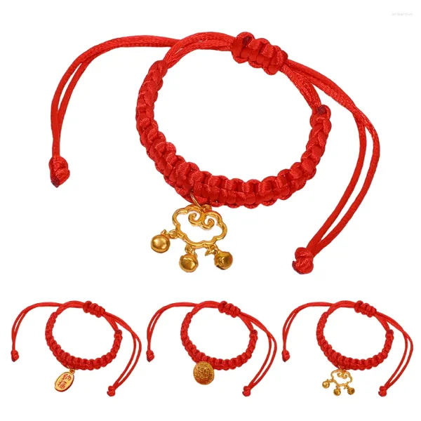 Collares de perros CODER COMO PETA AJUSTE Red Weave Longevity Collar de mando Golding Dogs Año de gato Joyas Festivas Accesorios de cuello hecho a mano