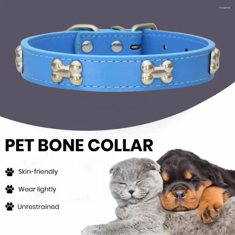 Dog Collars Adjustable Pet Collar For Small Pets With Bone Pattern Design Metal Buckle Leash Dogs
