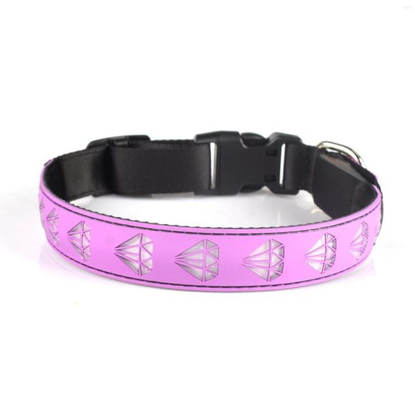 Collares para perros Ajustable Mascota Ecológico Usb Recargable Nylon Seguridad nocturna 8 luces de color 15 modos Led intermitente