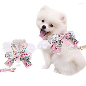 Colliers réglables en Polyester pour chiens, harnais, laisse, gilet pour chaton, chiot, nœud papillon, marche pour petits et moyens chiens, Arnes Perro