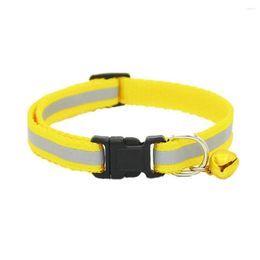 Hundehalsbänder, verstellbar, reflektierend, Sicherheitsverschluss für Haustierhalsband, mit Glocke für Katzen (gelb)