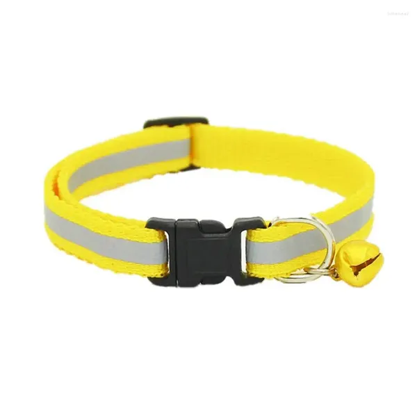 Colliers de chien Adjustable Reflective Pet Collar Sécurité Boucle avec cloche pour chat (jaune)