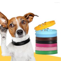 Halsbanden Betaalbaar Comfort Effen kleur Honden Katten PU-leren halsband Verstelbare huisdieraccessoires Voor kleine puppybenodigdheden