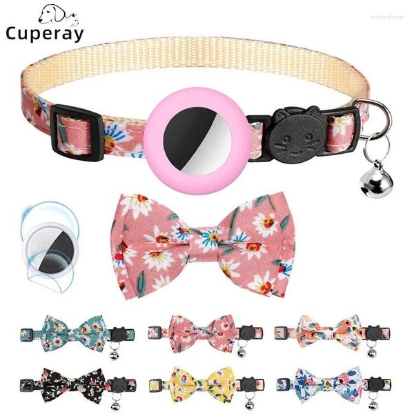 Colliers de chien Collier de chat Airtag avec cloche ajusté en panne de chaton de sécurité Buckle Silicone Case compatible animal de compagnie