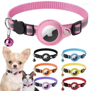 Collares para perros Collar de gato antipérdida Reflectante Apple Airtag Tracker Funda protectora con campana Collar de gatito a prueba de agua Accesorios GPS para mascotas