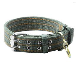 Colliers pour chiens Collier vert armée Collier à double boutonnage réglable Boucle en métal Double rangée Épaississement de sécurité pour chiens de taille moyenne