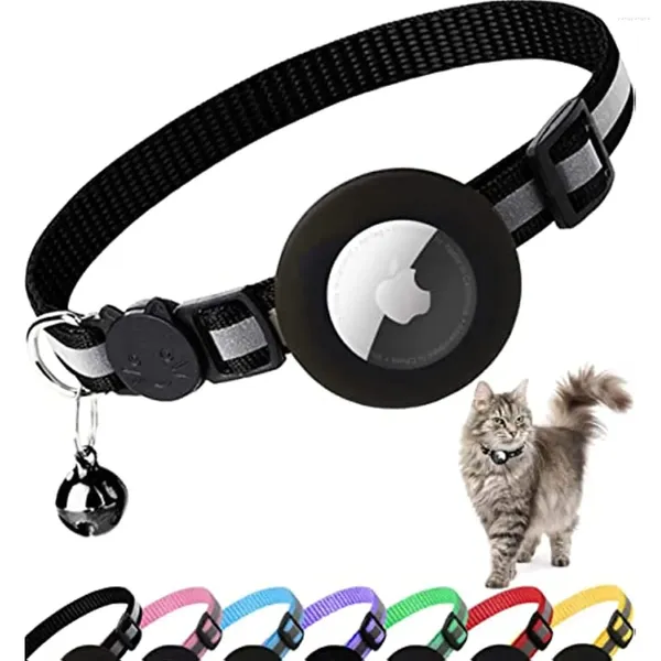 Collares para perros ATUBAN Airtag Cat Collar Breakaway Gatito reflectante con soporte de etiqueta de aire de Apple y campana para gatos de niña y niño de 0,4 pulgadas