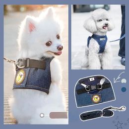 Colliers pour chiens automne hiver Cowboy gilet harnais animal de compagnie et chat marche laisse corde chaîne Teddy poitrine dos fournitures Collor