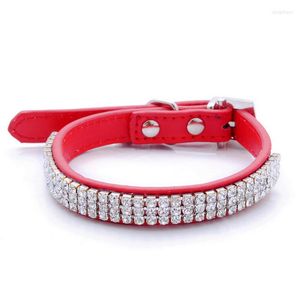 Colliers pour chiens gros strass cristal diamant animal de compagnie chiot cuir suédé PU réglable quatre couleurs XS S M L