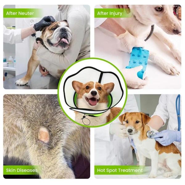 Collares para perros Cono de prevención de mordeduras Collar para mascotas de tela suave ajustable para recuperación posterior con empalme