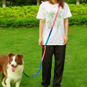 Colliers de chien noir mains libres laisse corde en nylon réfléchissant ceinture de plomb pour animaux de compagnie entraînement en plein air bretelles d'épaule pour petits chiens