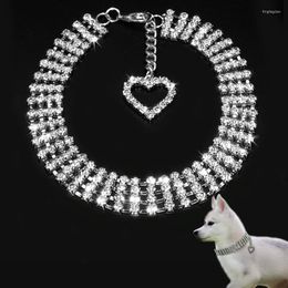 Collares de perros bling crystal mascota collar diamante cachorro brillante brillante collar de diez rhinestone corazón colgante de gatos suministros