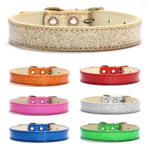 Colliers pour chiens Bling cuir collier de chat matériel de paillettes sangle de cou de chiot pour petits moyens grands chiens accessoires rouge rose XS-3XL