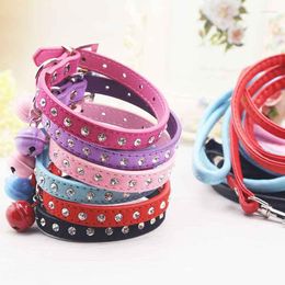 Collares de perro Bling Collar de cachorro Obroze Dla Psa Halsband Kat con diamantes de imitación Collier Chat PU cadena ajustable Pug Chihuahua Pet