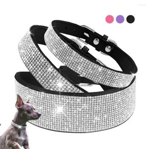 Collares de perro Bling Rhinestone Gato Cuero Mascota Cachorro Gatito Collar Caminar Correa Plomo Para Perros Pequeños Medianos Gatos Chihuahua Pug Yorkie