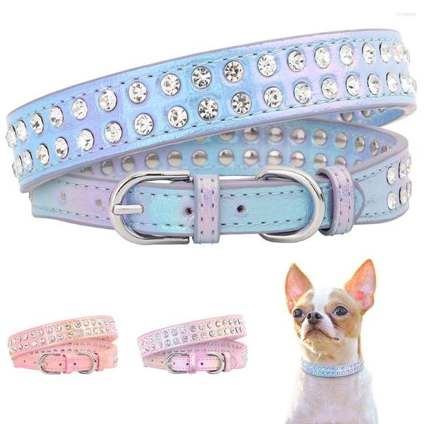 Collares de perro Bling Collar de diamantes de imitación lindo cachorro gato cristal tachonado mascota ajustable para perros pequeños gatos Pitbull