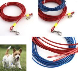 Colliers pour chiens câble d'attache bleu pour chiens laisse fil sécurisé laisse acier grande cour Camping et extérieur 25 pieds