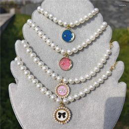 Collares para perros con colgante de lazo, Collar de perlas para mascotas, accesorios para gatos, animales, Collar de gato con forma de estrella y Luna, collar para gatitos Chat