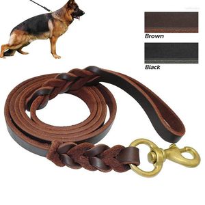 Hondenkragen gevlochten lederen leiband Pet Walking Training Lead voor middelgrote grote honden Duitse herder geschenkklik