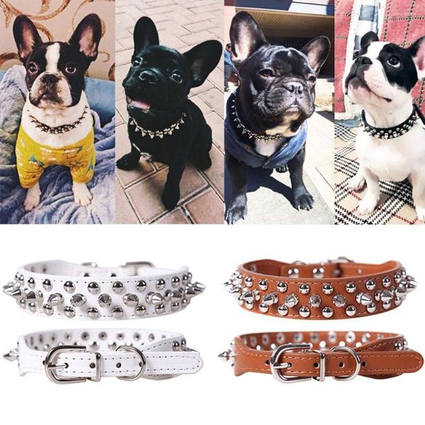 Collares de perros marca Funny Pet Pu Cuero Rivetas Autoprotección Autorable Puppy con tachuelas Pequeñas