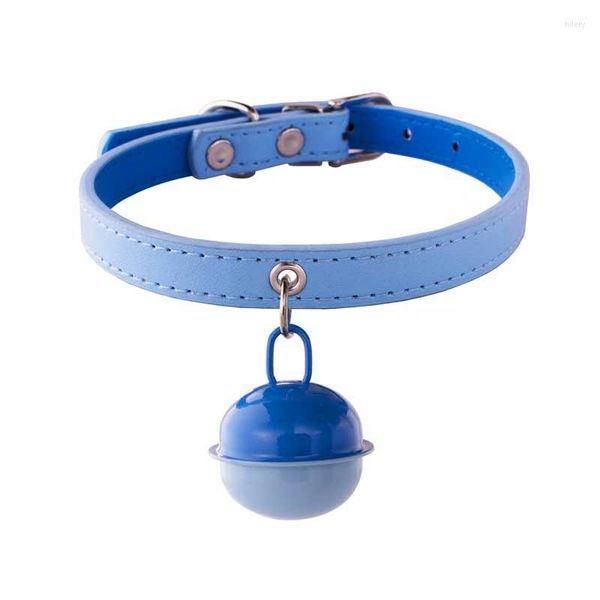 Collares para perros Buldog Collar para perros pequeños con campana grande Cuero de Pu sólido suave para gatos Collar Diseñador de lujo Pitbull Cachorro