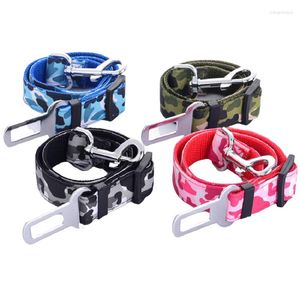 Collares para perros Camuflaje Fuerte Cinturón para automóvil para mascotas Cinturones de seguridad para vehículos Asiento de viaje Clip Correa Arnés de sujeción Conductores de tracción automática