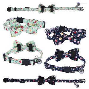 Halsbanden Kattenhalsband Bloempatroon Decor Accessoires Verstelbare Breakaway Huisdier Katten Boogknoop Met Bel Voor Kitten En Puppy