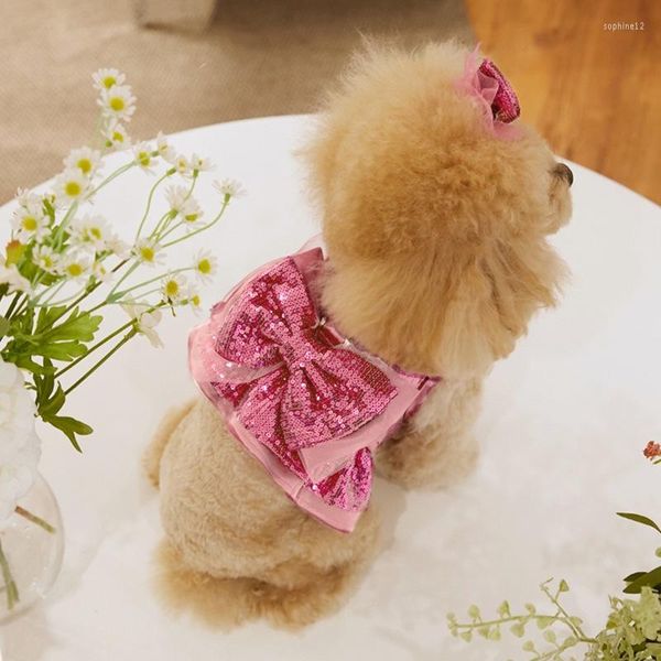 Colliers pour chiens Harnais pour chats Blingbling Corée Harnais de conception de mode pour un petit chien Argent Rose Épingle à cheveux gratuite