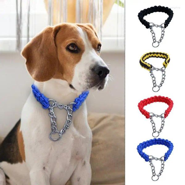 Collares para perros Collar de cadena Choke de nailon Suministros ajustables para mascotas para perros grandes Cachorro Pequeño Hogar al aire libre