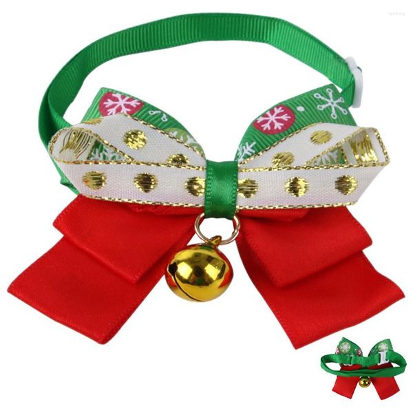 Collares para perros Collar de Navidad Cachorro de dibujos animados Bowknot Bell Cat Regalo Corbatas lindas con