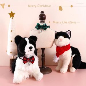 Colliers de chien collier de noël avec nœud papillon réglable classique Plaid noeud papillon cloche rouge vert animal de compagnie pour chiens chats animaux de compagnie