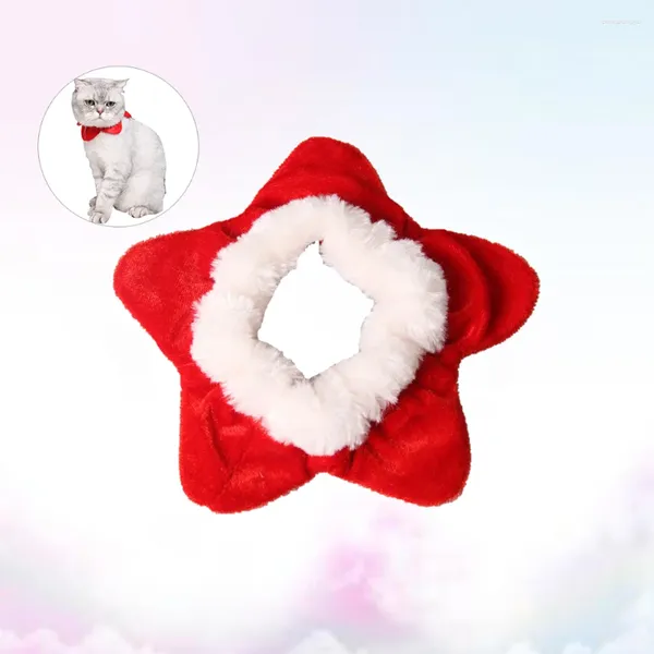 Colliers de noël pour animaux de compagnie, étoile rouge, petit chiot, décoration pour animaux de compagnie, écharpe de cou, fleur, peluche chaude pour l'hiver