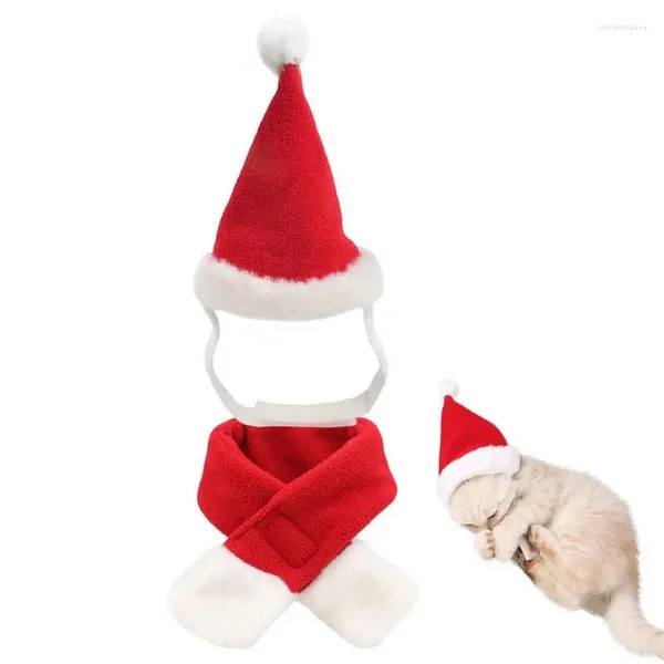 Colliers de chien chapeau de père noël de noël avec écharpe chat noël et mignon ensemble de costumes pour animaux de compagnie réglables Costumes
