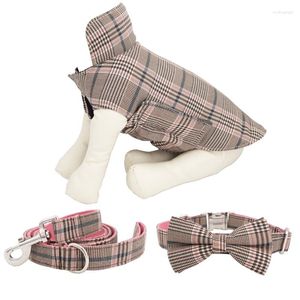 Colliers pour chiens Veste à col papillon classique à carreaux avec laisse assortie pour votre