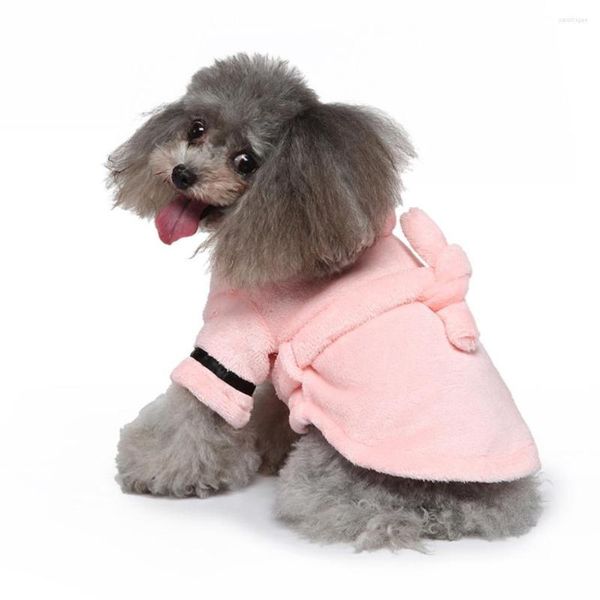 Chien Colliers Vêtements Pet Peignoir À Capuche À Lacets Bain Séchage Serviette Chiens Chats Chemise De Nuit Pyjamas Accessoires