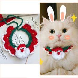 Chien colliers collier noël laine Santa chat salive serviette écharpe fournitures pour animaux de compagnie cadeau décoration chiot accessoires