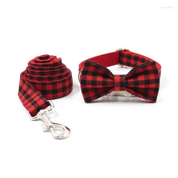 Collares para perros Collar clásico Negro Rojo Estampado a cuadros Personalizado Durable SoftComfy Bowtie Regalo para mascotas para pequeños grandes