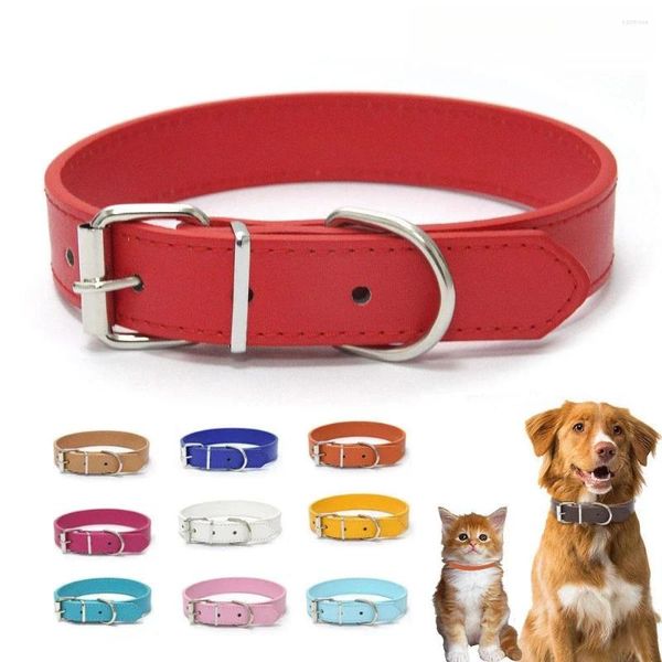 Colliers pour chiens, en cuir massif, à la mode, avec boucle en métal, adaptés aux accessoires de petite et moyenne taille pour animaux de compagnie