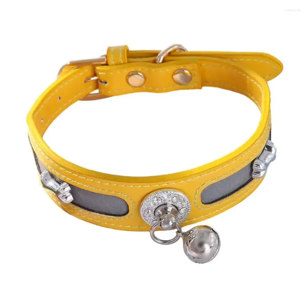 Colliers de chien collier pour environnements à faible luminosité animal de compagnie réfléchissant avec une cloche réglable de la cloche