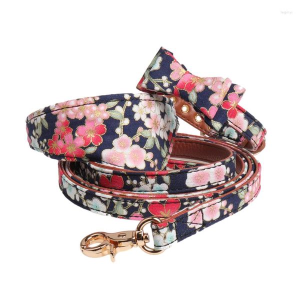 Colliers de chien Collier Laisse Pour Petits Chiens Moyens Réglable Bowknot Animaux Collier Chat Bandana En Cuir Chiot Chihuahau Laisses