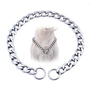 Colliers de chien collier chaînes antidérapantes pour chiens lisse plat en acier inoxydable chaîne d'étranglement formation petits moyens grands produits pour animaux de compagnie