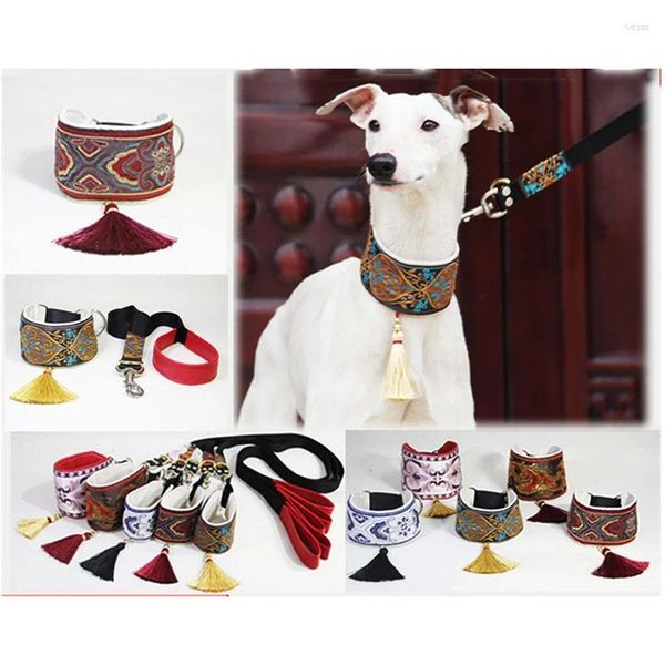 Ensemble de colliers pour chiens, corde de Traction, imprimé ethnique, matériau en peau de mouton, doux et Durable, adapté aux petits et moyens chiens