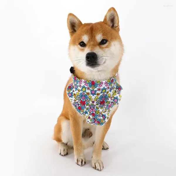 Collares de perros cómodos collar de mascotas elegante pandana ajustable con patrón de flores bufanda de cuello de moda para