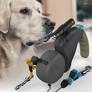 Colliers pour chiens Laisse pour chiens de compagnie pratique Animaux de compagnie Chats Corde double face rétractable automatique avec accessoires de lumière LED
